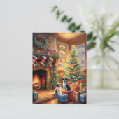 フェスティバル飾室,暖炉,犬,ヴィンテージ シーズンポストカード (スタンド正面)