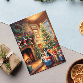 フェスティバル飾室，暖炉，犬，ヴィンテージ シーズンポストカード