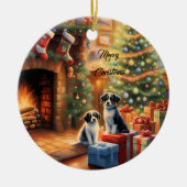 フェスティバル飾室，暖炉，犬，ヴィンテージ セラミックオーナメント (正面)