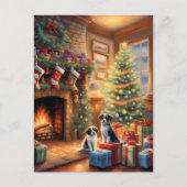 フェスティバル飾室，暖炉，犬，ヴィンテージ ポストカード (正面)