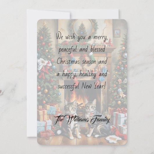 フェスティバル飾室,暖炉,猫,ヴィンテージ (裏面)