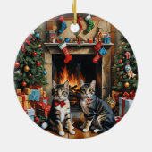 フェスティバル飾室，暖炉，猫，ヴィンテージ セラミックオーナメント (裏面)