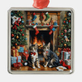 フェスティバル飾室，暖炉，猫，ヴィンテージ メタルオーナメント (正面)