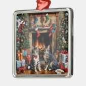 フェスティバル飾室，暖炉，猫，ヴィンテージ メタルオーナメント (左)