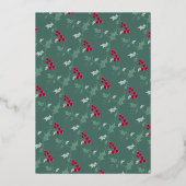 フェスティバル饗宴グリーン金ゴールドベリークリスマスディナー 箔招待状 (裏面)