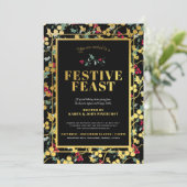 フェスティバル饗宴ブラック金ゴールドベリークリスマスディナー 招待状 (スタンド正面)