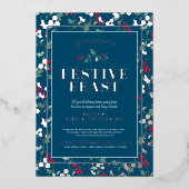 フェスティバル饗宴ブルーレッドベリークリスマスディナー 箔招待状 (正面)