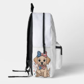 フェスティバル魅力的アメリカ国旗を持つ子犬 プリントバックパック (左)