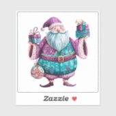 フェスティバル魅力的バイオレットサンタとクリスマスプレゼント シール (シート)