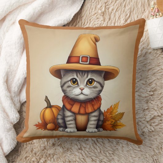 フェスティバル魅力的感謝祭の猫が変装して クッション (ブランケット)