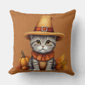 フェスティバル魅力的感謝祭の猫が変装して クッション (正面)