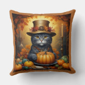 フェスティバル魅力的感謝祭の猫が変装して クッション (裏面)