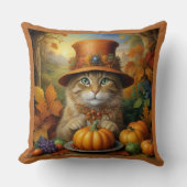 フェスティバル魅力的感謝祭の猫が変装して クッション (正面)