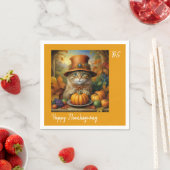 フェスティバル魅力的感謝祭の猫が変装して スタンダードカクテルナプキン (インサイチュ)