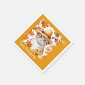 フェスティバル魅力的感謝祭の猫が変装して スタンダードカクテルナプキン (角)