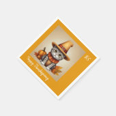 フェスティバル魅力的感謝祭の猫が変装して スタンダードカクテルナプキン (角)