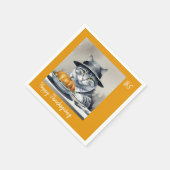 フェスティバル魅力的感謝祭の猫が変装して スタンダードカクテルナプキン (角)