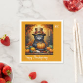 フェスティバル魅力的感謝祭の猫が変装して スタンダードカクテルナプキン (インサイチュ)