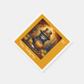 フェスティバル魅力的感謝祭の猫が変装して スタンダードカクテルナプキン (角)