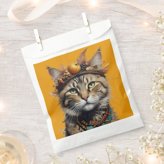 フェスティバル魅力的感謝祭の猫が変装して フェイバーバッグ (クリップ留めされた状態)