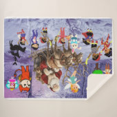 フェスティバル魅惑の雪のクリスマスとサンタクロース シェルパブランケット (正面(横))