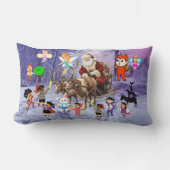 フェスティバル魅惑の雪のクリスマスとサンタクロース ランバークッション (正面)