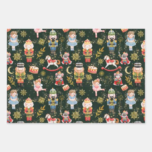 フェスティバル魔法のかわいいくるみクラッカーバレエキャラクター ラッピングペーパーシート (正面2)