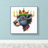 フェスティバル鮮やかクワンツァア変装した野生動物 キャンバスプリント (インサイチュ (ウッドフロア))