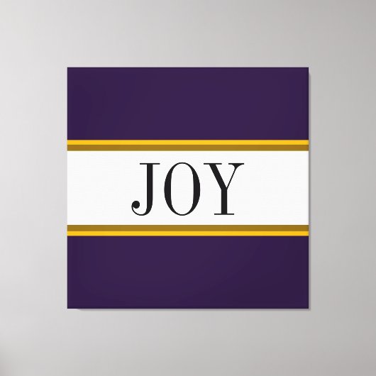 フェスティバル鮮やかパープルホワイトクリスマスJOY文字 キャンバスプリント (正面)
