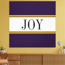 フェスティバル鮮やかパープルホワイトクリスマスJOY文字 キャンバスプリント