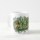 フェスティバル鮮やかメリークリスマスイラストレーション コーヒーマグカップ (正面左)