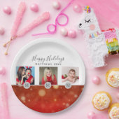 フェスティバル3 x PHOTOコラージクリスマスレッド金ゴールド ペーパープレート (パーティー)