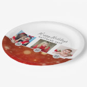 フェスティバル3 x PHOTOコラージクリスマスレッド金ゴールド ペーパープレート (アングル)