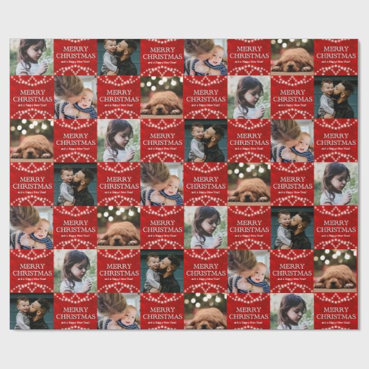 フェスティバル4写真メリークリスマスと新年おめでとう ラッピングペーパー (フラット)