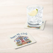 フェスティバル4th of 7月バーベキューピクニック スクエアペーパーコースター (インサイチュ)