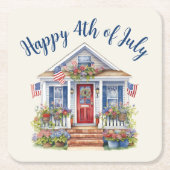 フェスティバル4th of 7月バーベキューピクニック スクエアペーパーコースター (正面)