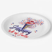 フェスティバル7月4日BBQアイスクリームコーン花火 ペーパープレート (アングル)