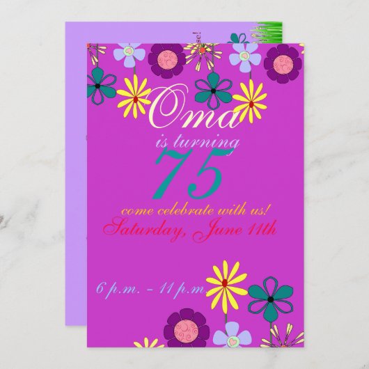 フェスティバル75カラフル歳の誕生日招待状 招待状 (正面/裏面)