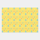 フェスティバル&おもしろいブライトネオンカラフルクリスマスツリー ラッピングペーパーシート (正面)