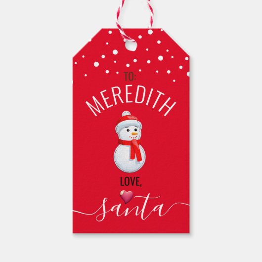 フェスティバル、おもしろいレッド"愛、サンタ"クリスマスカスタムクリスマス ギフトタグ (正面)