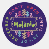 フェスティバル、おもしろい、カラフルクリスマスまで開かない ラウンドシール (正面)