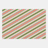 フェスティバル、おもしろい、クリスマスカラーパターストライプのン ラッピングペーパーシート (正面3)
