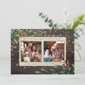 フェスティバル |ウッド&金ゴールドのクリスマス写真 シーズンカード (スタンド正面)