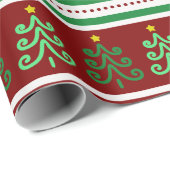 フェスティバル、カラフルクリスマスツリー、雪片 ラッピングペーパー (ロールコーナー)