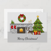 フェスティバル・クリスマスルームでBoston Terrierをブランドル ポストカード (正面/裏面)