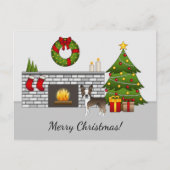 フェスティバル・クリスマスルームでBoston Terrierをブランドル ポストカード (正面)