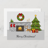 フェスティバル・クリスマスルームでFawn Boston Terrier ポストカード (正面/裏面)