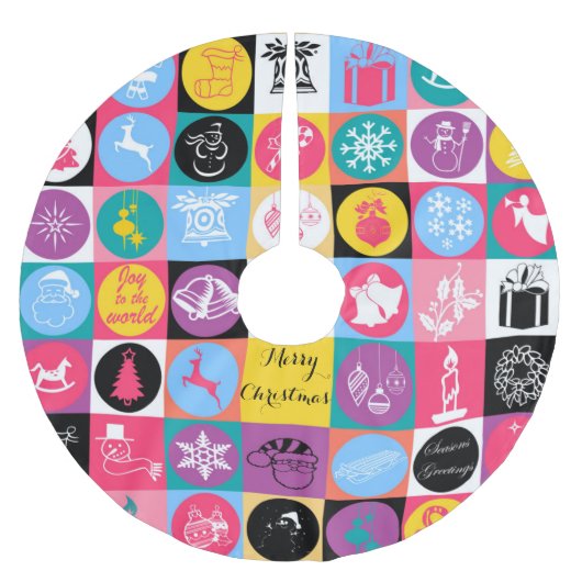 フェスティバル「クールメリークリスマス」イラストレーション ブラッシュドポリエステルツリースカート (正面)