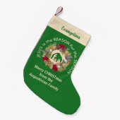 フェスティバル・グリーン・イエスが理由 スモールクリスマスストッキング (正面 (吊り時))