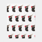 フェスティバル&サンタハットを着たかわいいベルネドードル フリースブランケット (正面)